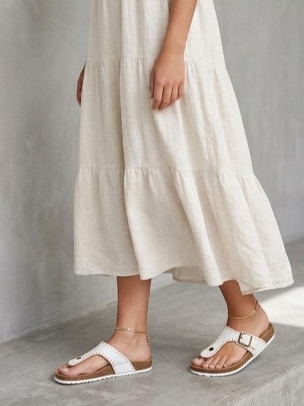 A. Giannetti White Leather Buckle Footbed Sandals